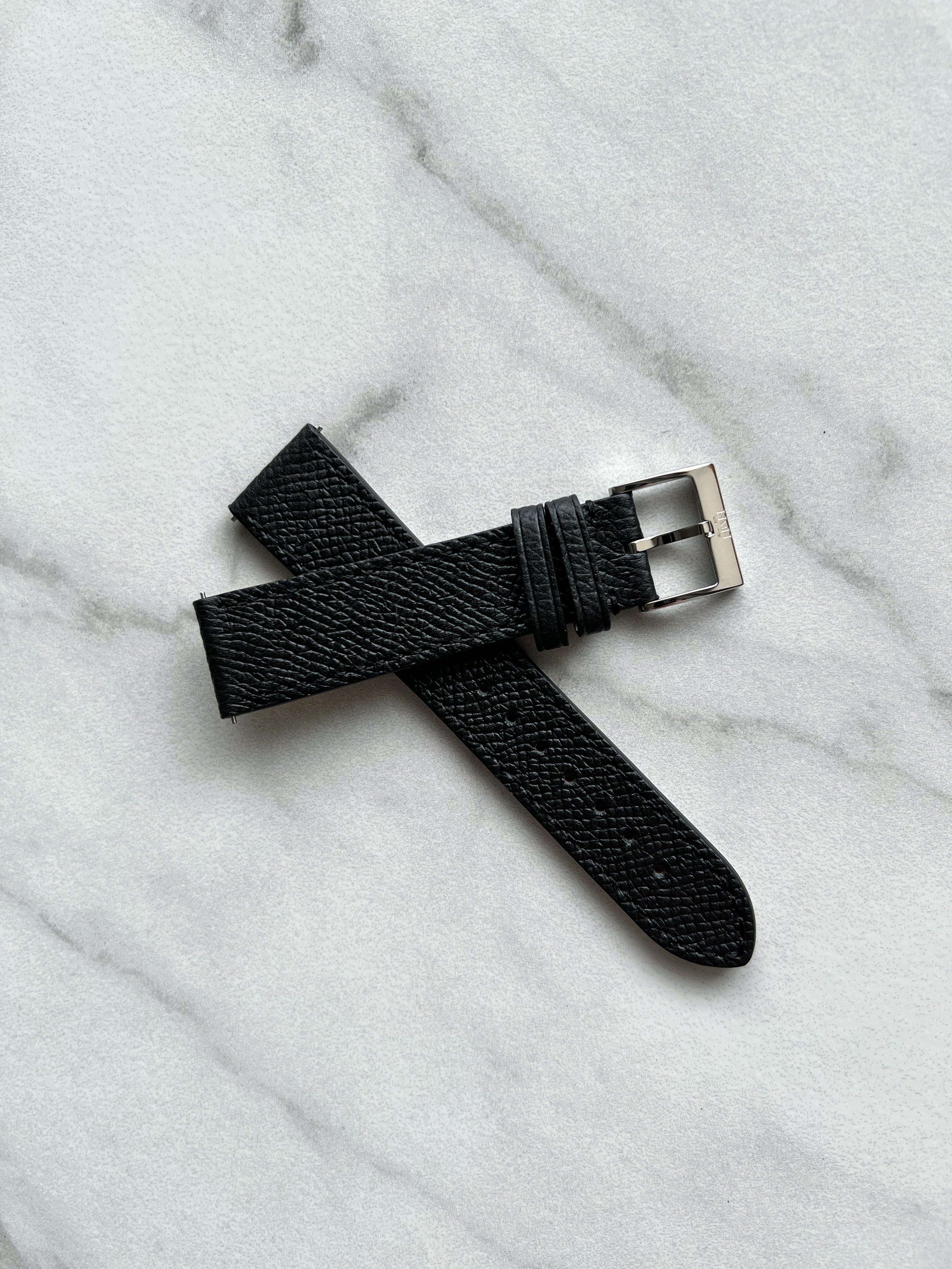 Italian Epsom Leather Strap - Black - 20mm