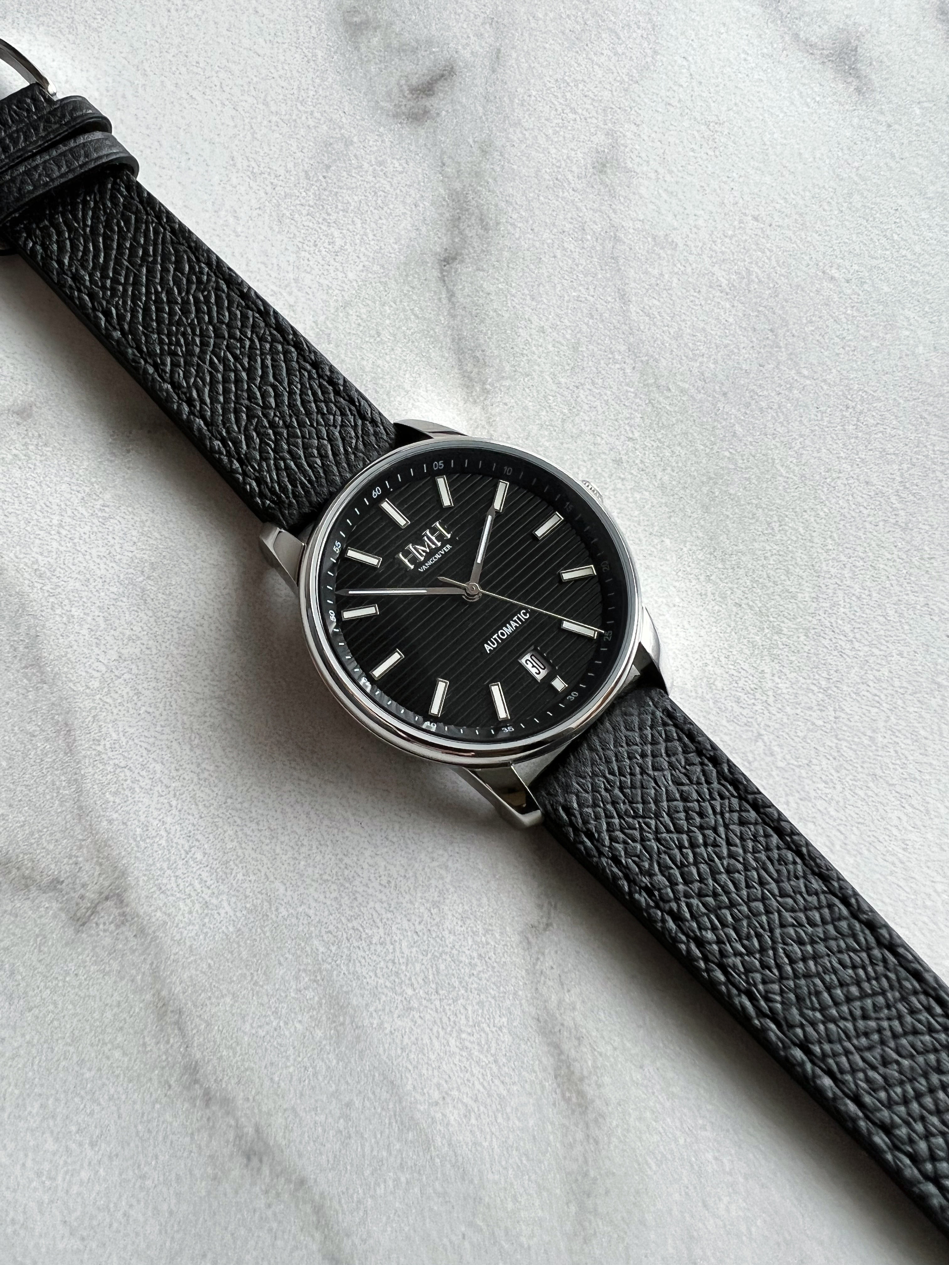 Italian Epsom Leather Strap - Black - 20mm